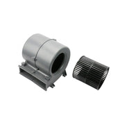 A replacement blower set for Awoco Elegant Air Curtains, featuring a gray ABS plastic shell and fan wheel, with overall dimensions of 6-5/8 inches wide, 7-1/4 inches deep, and 7-3/8 inches high.