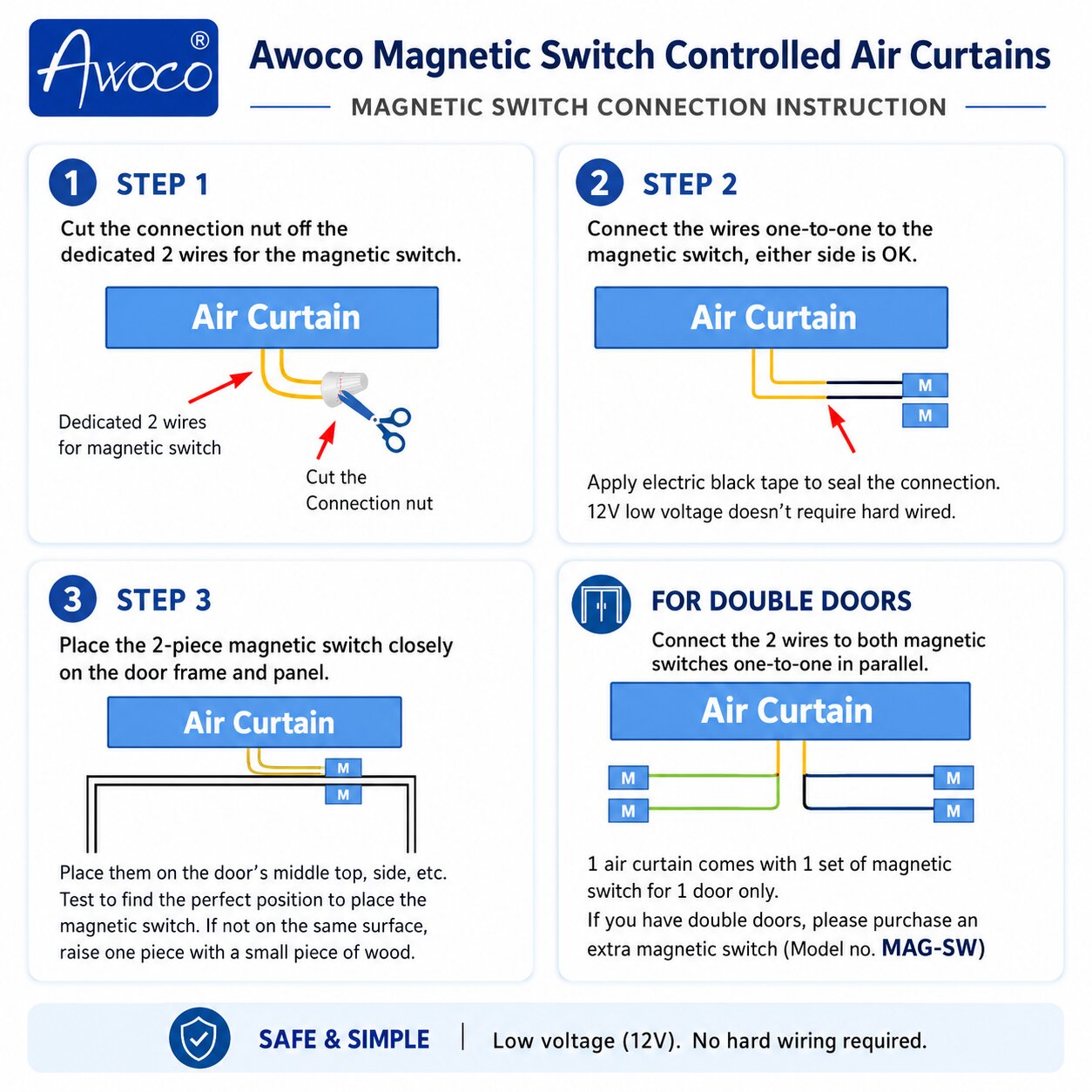 Magnetic switch controlled air curtains  connection instruction