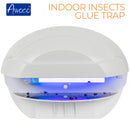 Modern wall-mounted indoor fly trap with sleek white design and LED UV light