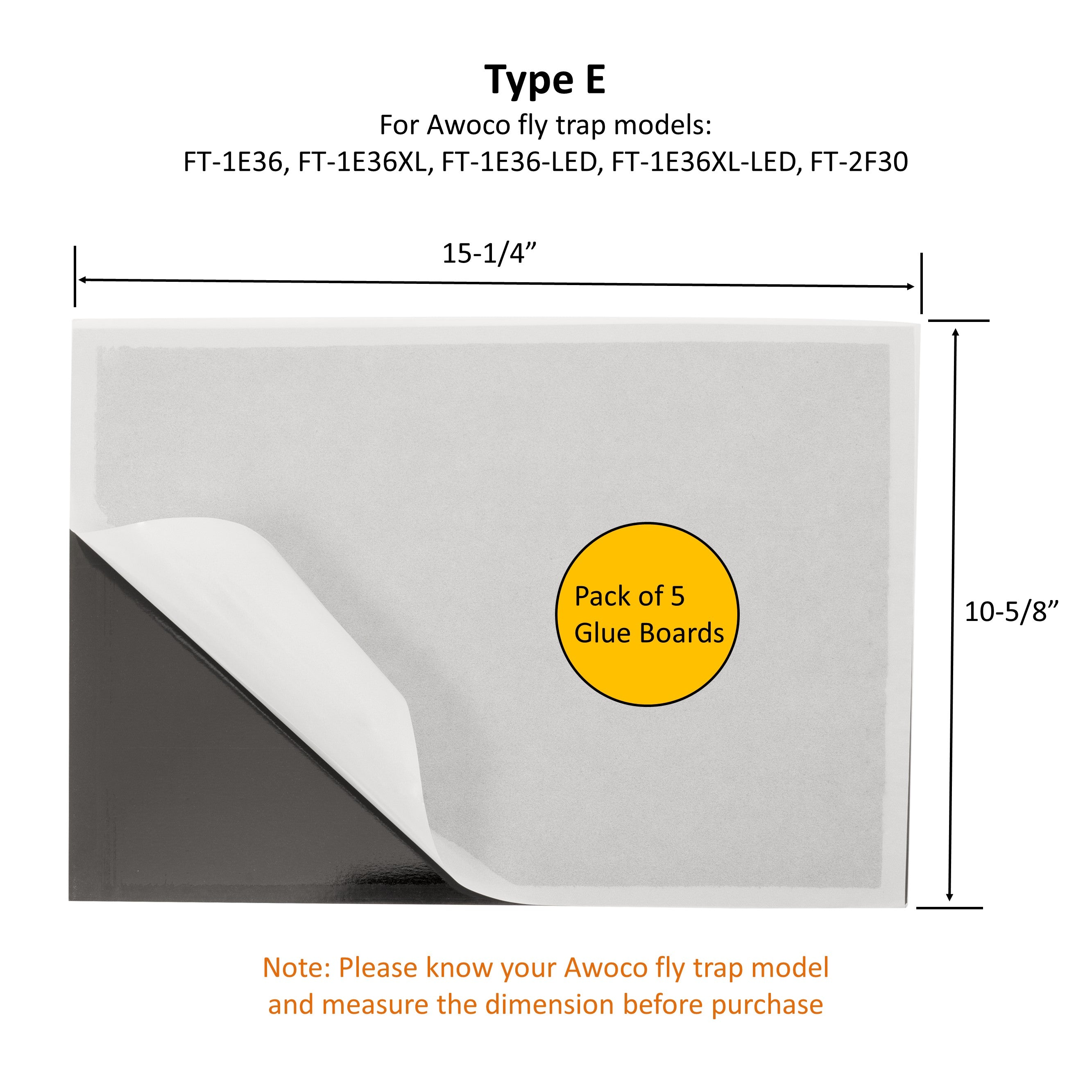 Type E for Awoco fly trap models: FT-1E36, FT-1E36XL, FT-1E36-LED, FT-1E36XL-LED, FT-2F30