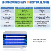 Upgraded version with LED Light Bulbs/Tubes, 5W/each energy save, 50,000 hours longer, low voltage with LED driver, minimal heat