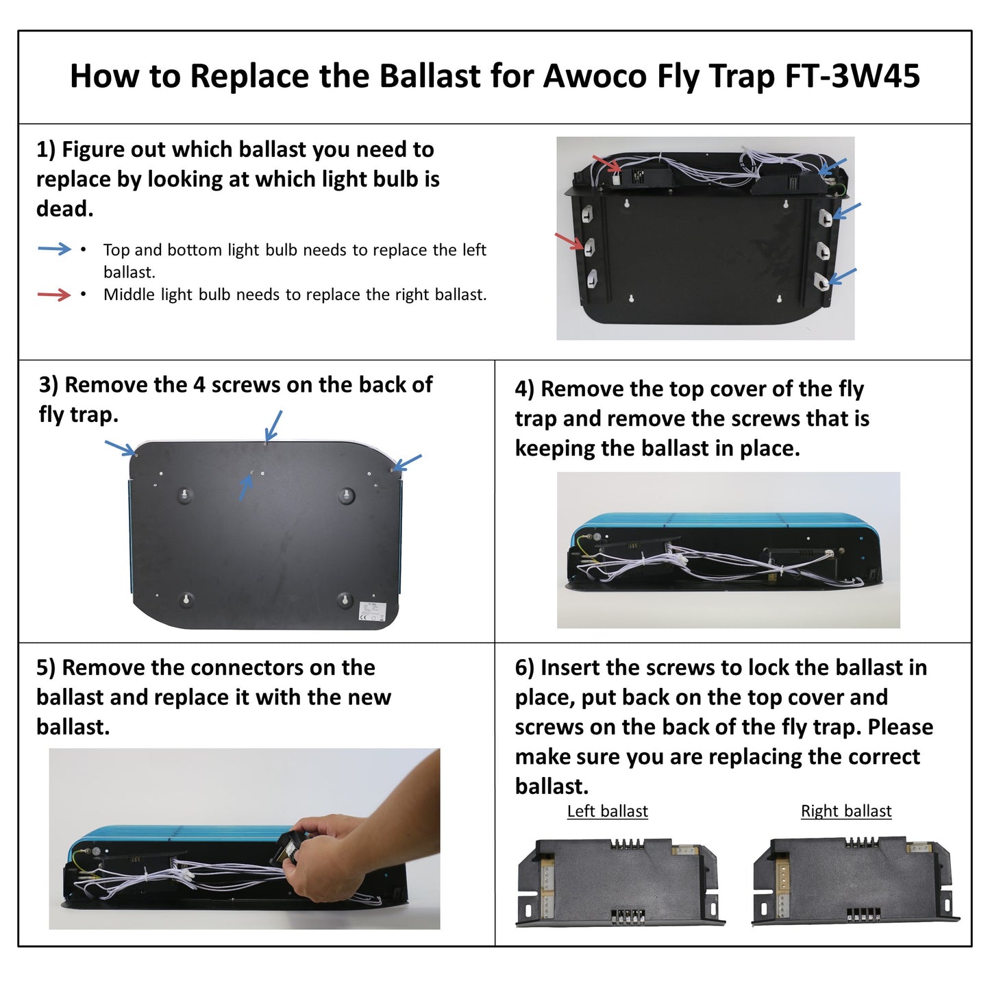 How to replace the ballast for Awoco fly trap FT-3W45