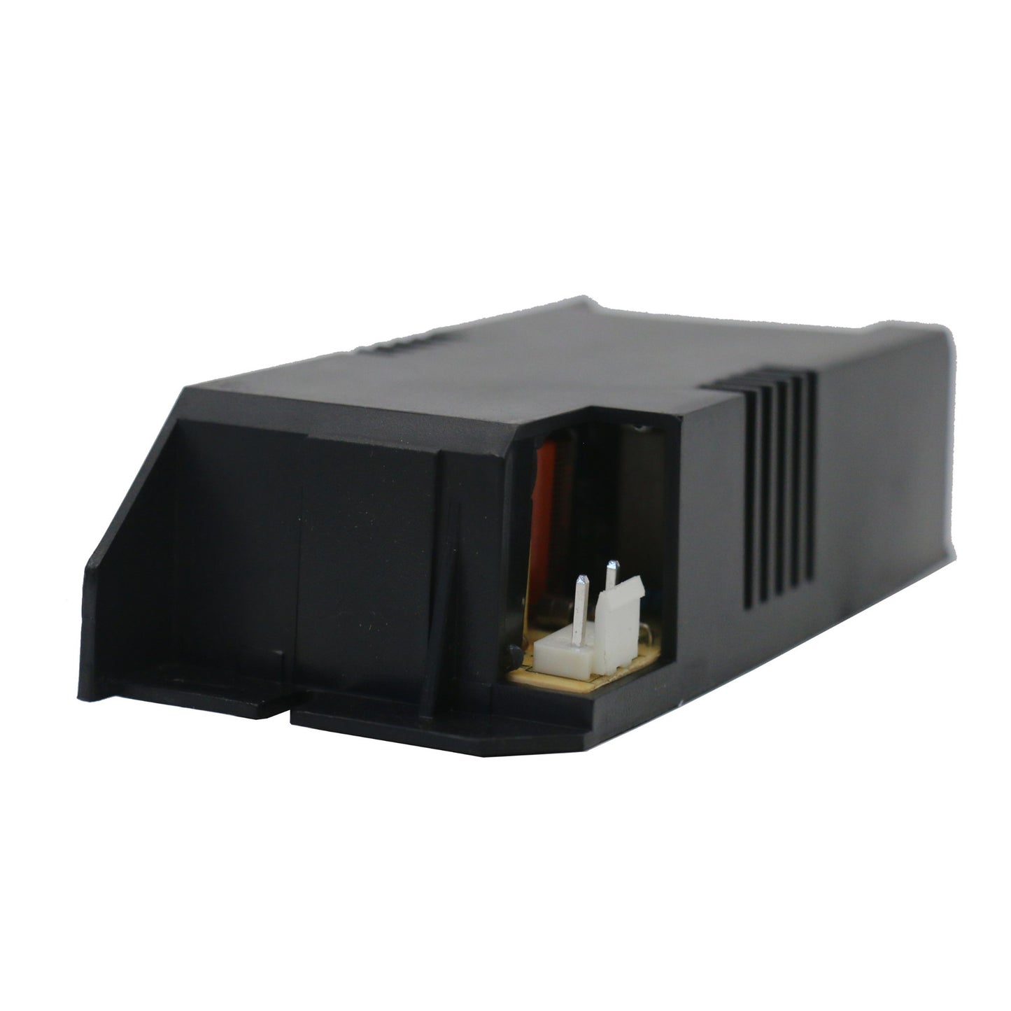 A black replacement LED driver ballast for Awoco's Fly Trap FT-1E36, displaying the internal electronic components and connectors.