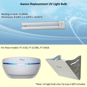 Awoco replacement UV light bulb, marking on bulb PL18WBL, for FT-1C18, FT-1C18XL, FT-1M18 models