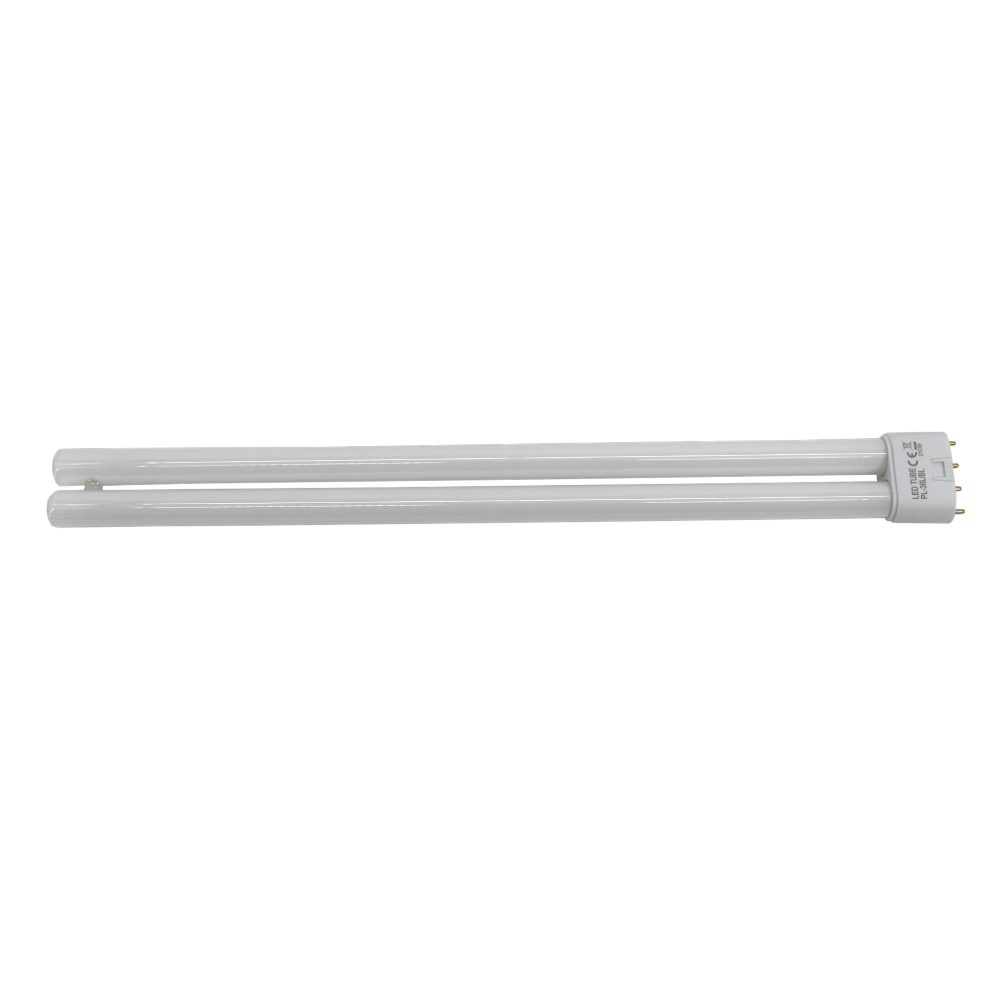 An LED UV bulb for a wall mount sticky fly trap lamp, H-shaped and silver in color.
