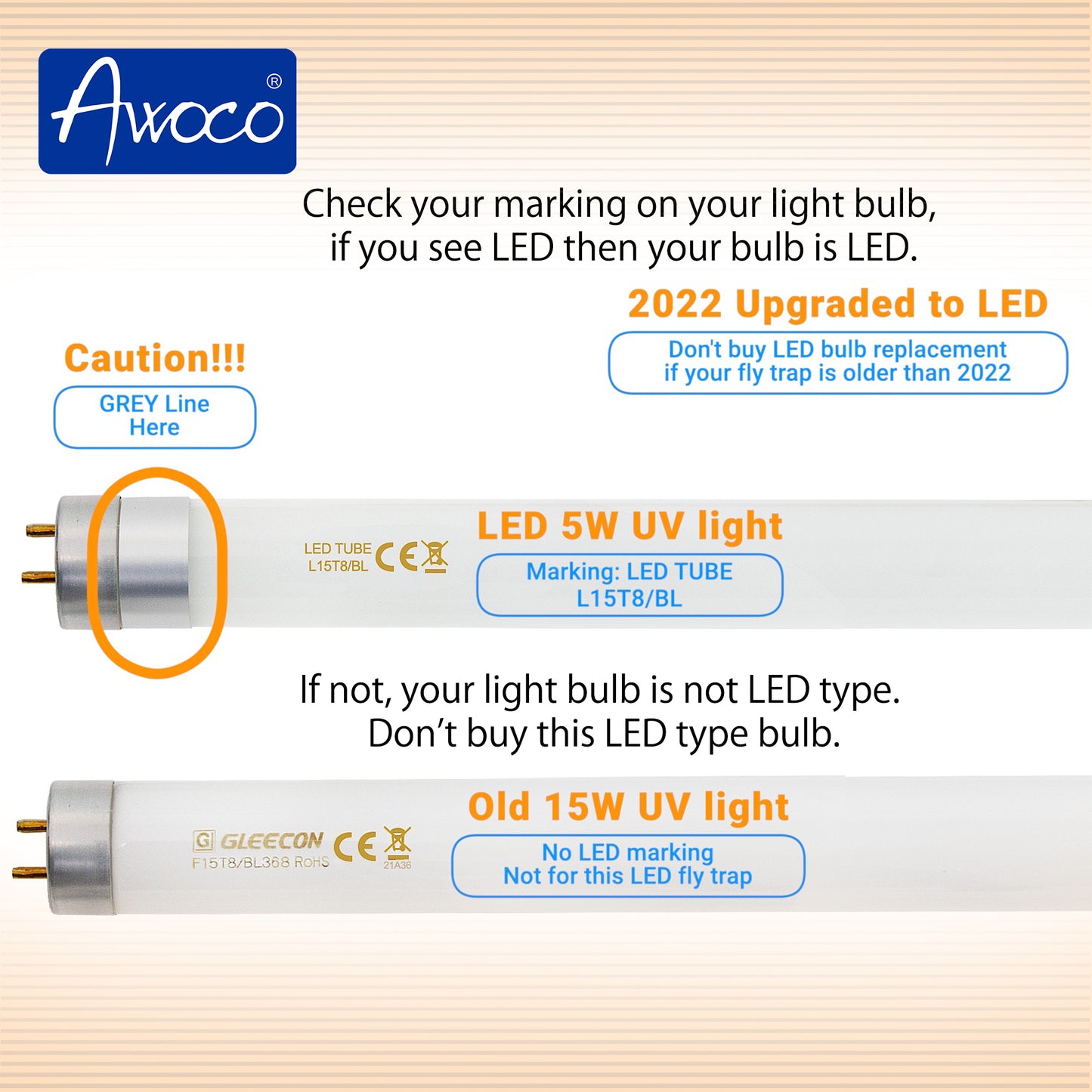 LED 5W UV light marking: Led tube L15T8/BL 