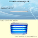 Awoco replacement UV light bulb, marking on bulb: F15T8/BL368, for FT-3W45 and FT-3W45XL models