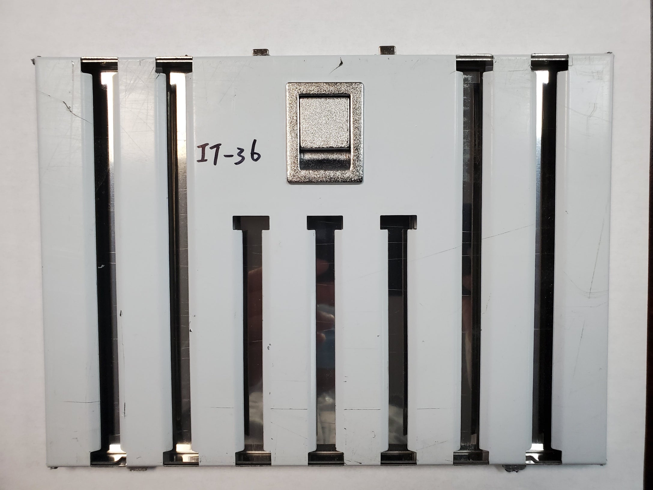 Stainless steel baffle filters for Awoco 36 inch range hoods, displayed in a vertical arrangement with the model number 'IT-36' visible on the top left filter.