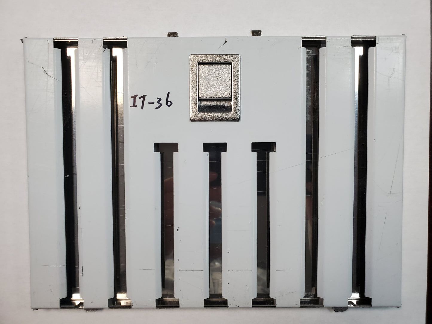 Stainless steel baffle filters for Awoco 36 inch range hoods, displayed in a vertical arrangement with the model number 'IT-36' visible on the top left filter.