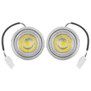 Two LED lights with folded edges, intended for installation in range hoods.