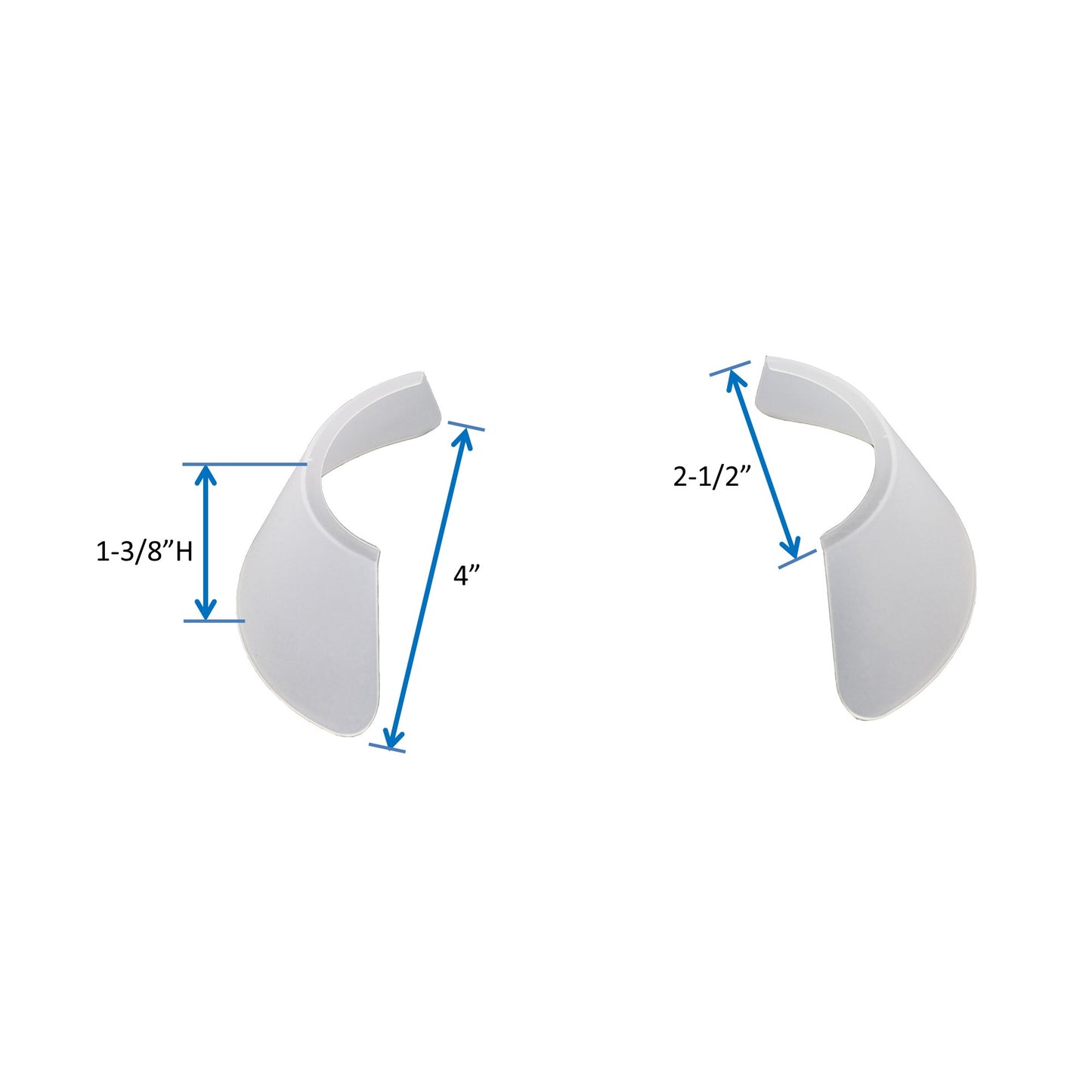 1-3/8"H, top W 2-1/2", bottom W 4"