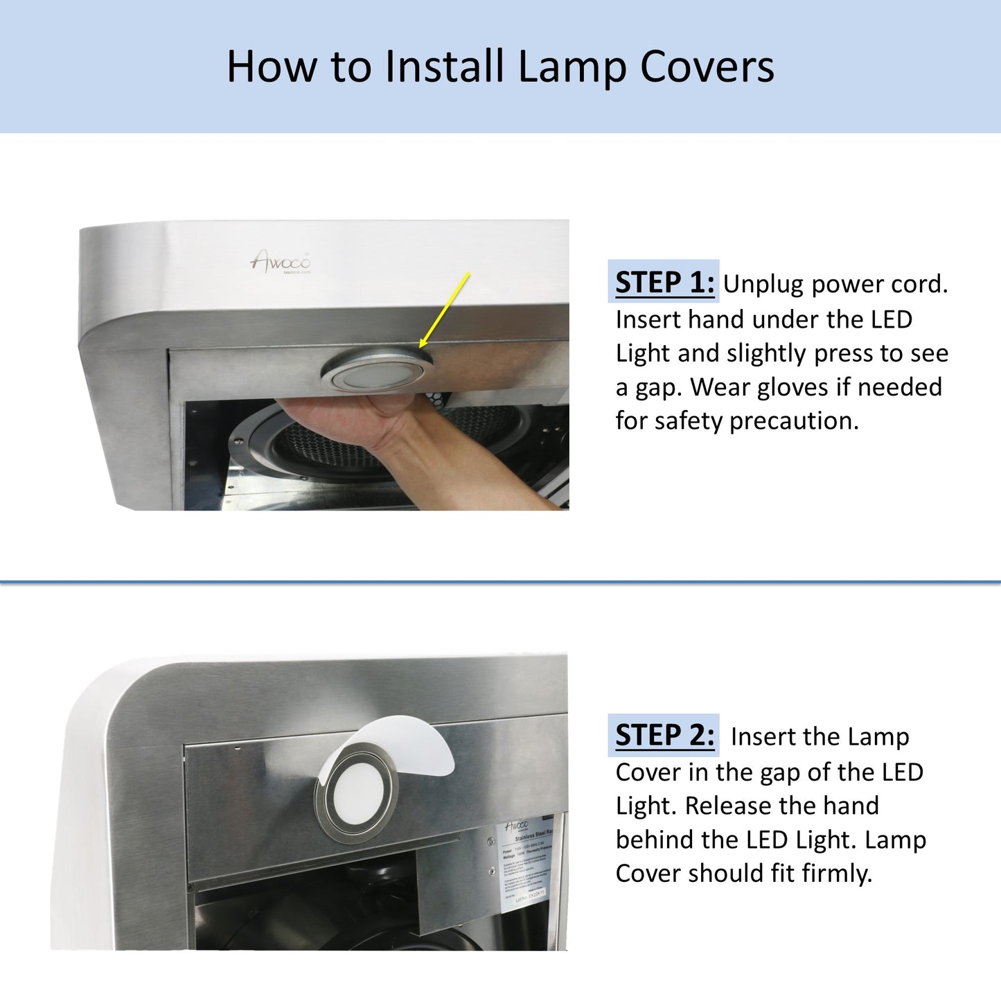 How to install lamp covers