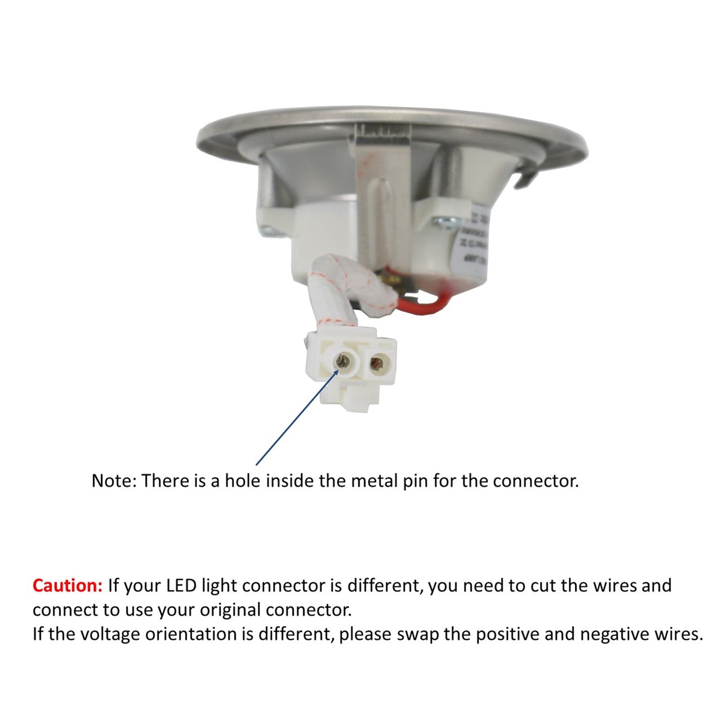 There is a hole inside the metal pin for the connector