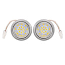 Two LED lights designed for range hoods with recessed light holes.